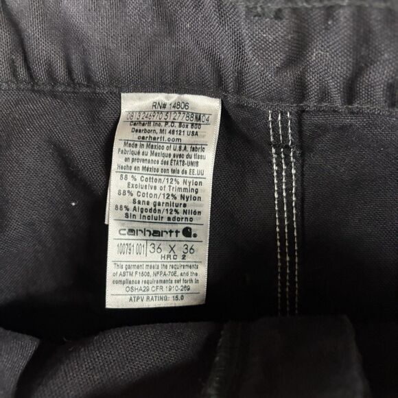 Carhartt FR Flame Resistant Work Pants Mens 36x36 Black HRC2 Work 100791-001 - Picture 5 of 11